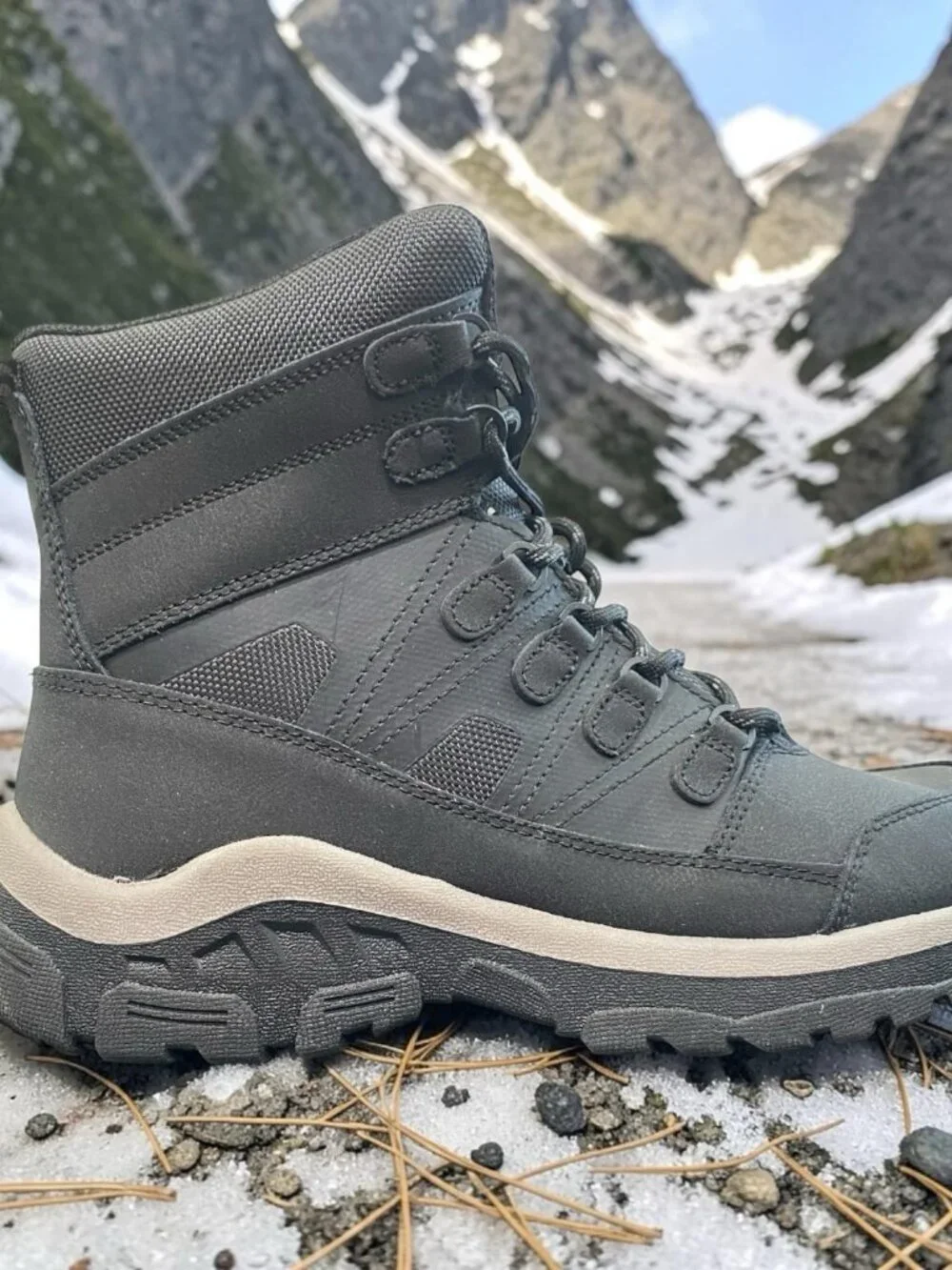 All In Motion Men's Faux Leather Ankle Winter Hiker Boots Water-Repellent Sz 7